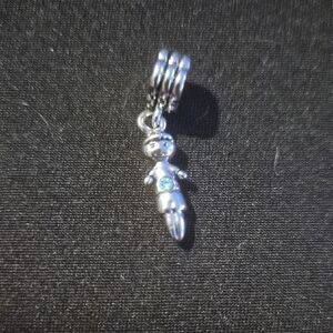 Sterling Silver Charm Boy Pendant with Blue Accent